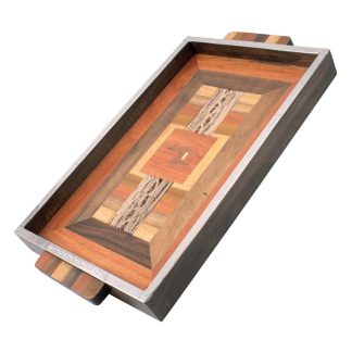 tray in wooden of different colour with detail in nickel silver