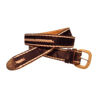 Cinto De Cuero Suela Oscuro Tejido En Tiento