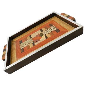 tray in wooden of different colour with detail in nickel silver