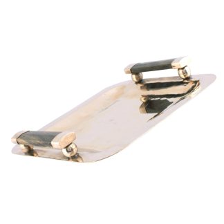 Bandeja de Alpaca Cuadrada 24cm  con manijas de palo santo