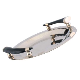 Bandeja de Alpaca Circular 24cm con manijas de Asta