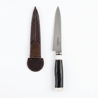 Knife With Blade Of Schmieden In 14cm Shapped Leather